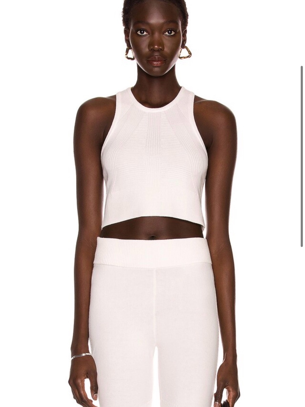 Alala White Ribbed Cropped Tank